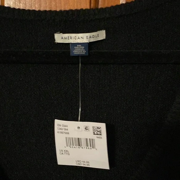 American Eagle Outfitters Black Oversized V-Neck Sweater Size XXL - Picture 7 of 8